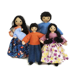 Dollhouse Family - Asian Dollhouse Dolls Wildflower Toys With blue baby 