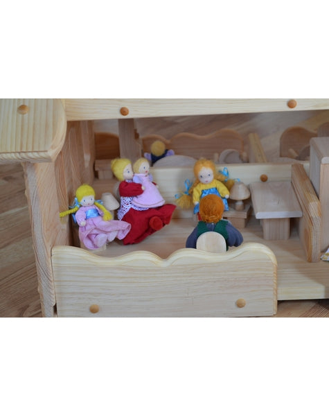 Natural Waldorf Inspired Dollhouse Family Red Hair - Elves & Angels