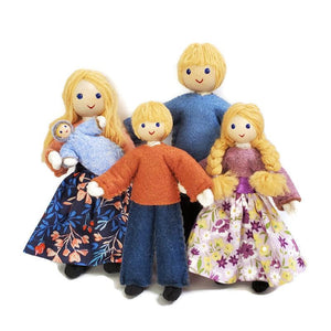 Dollhouse Family - Blonde Hair Dollhouse Dolls Wildflower Toys With blue baby 