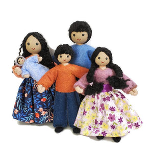 Dollhouse Family - Tan Skin Dollhouse Dolls Wildflower Toys With blue baby 