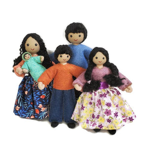 Dollhouse Family - Tan Skin Dollhouse Dolls Wildflower Toys With green baby 