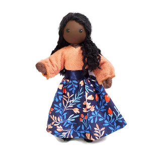 Custom Dollhouse Family Mother Dollhouse Dolls Wildflower Toys Black hair Skin tone #5 