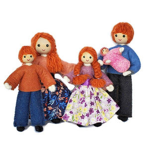 Dollhouse Family - Red Hair Dollhouse Dolls Wildflower Toys With pink baby 