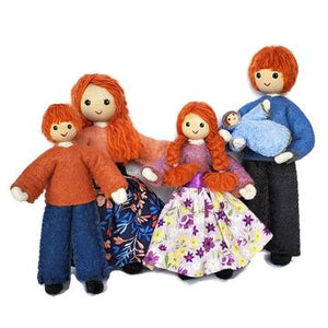 Dollhouse Family - Red Hair Dollhouse Dolls Wildflower Toys With blue baby 