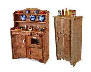 Sylvie's Kitchen Deluxe-Jacob's Icebox Set Wooden Kitchens Elves & Angels Cherry Hardwood 